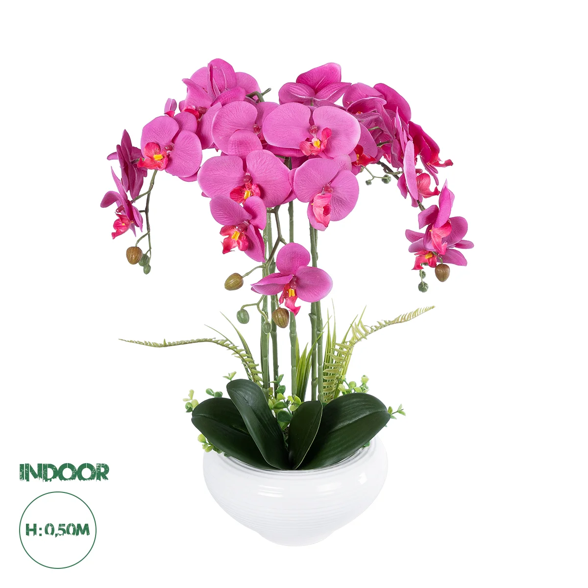Φωτογραφία προϊόντος: GloboStar® Artificial Garden DARK PINK ORCHID 21123 Διακοσμητικό Φυτό Φούξια Ορχιδέα Υ50cm
