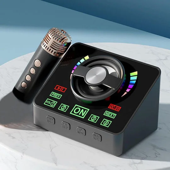 Φωτογραφία προϊόντος: Ασύρματο ηχείο karaoke Bluetooth με 2 μικρόφωνα Q-4 μαύρο