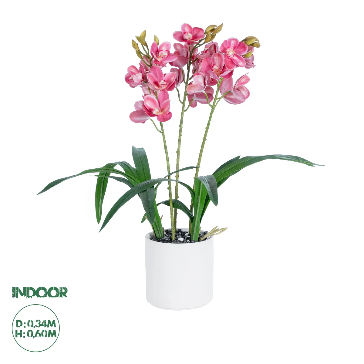 Φωτογραφία προϊόντος: GloboStar® Artificial Garden PINK CHERRY CYMBIDIUM 21402 Διακοσμητικό Φυτό Φούξια Κυμβίδιο Υ60cm
