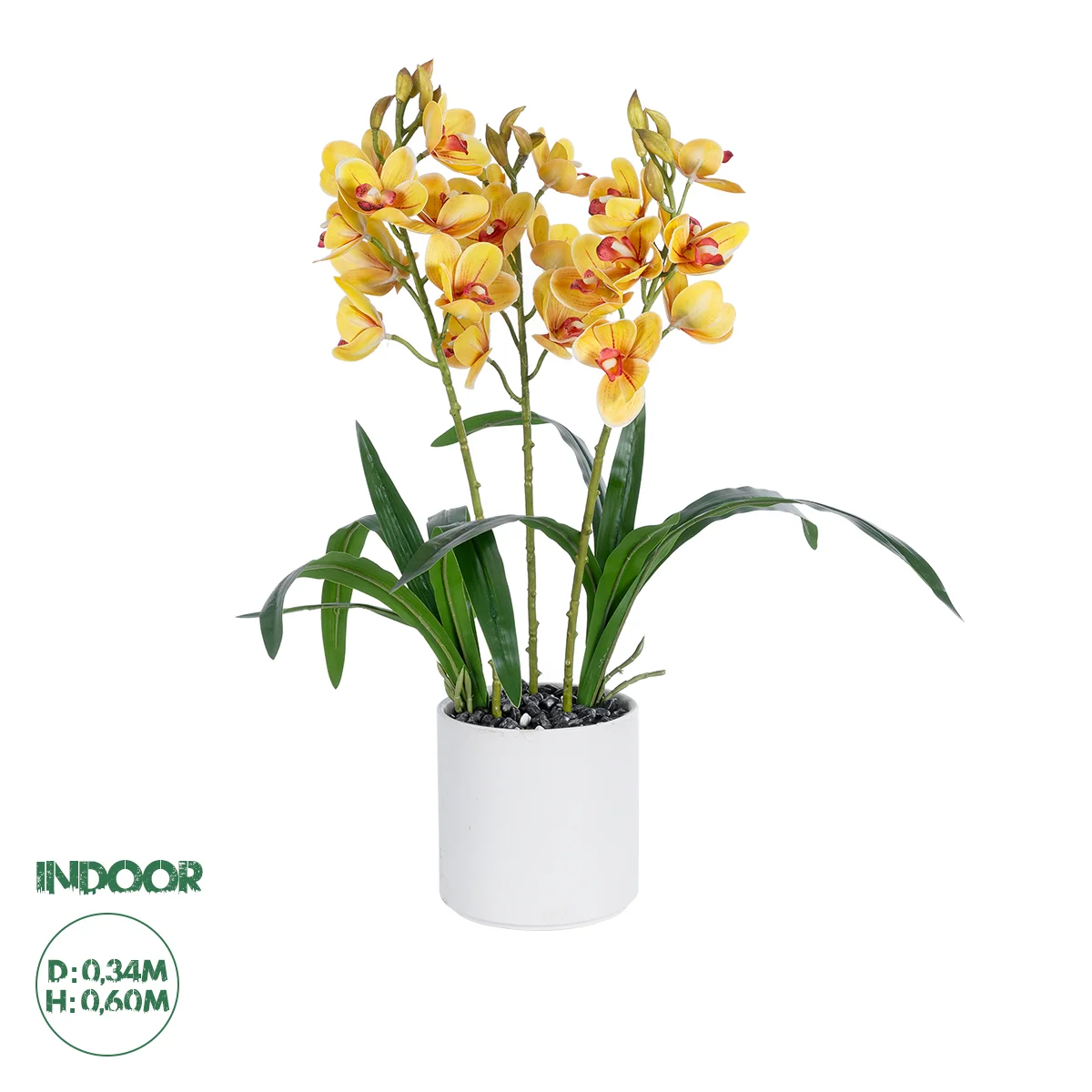 Φωτογραφία προϊόντος: GloboStar® Artificial Garden YELLOW CHERRY CUMBIDIUM 21401 Διακοσμητικό Φυτό Κίτρινο Κυμβίδιο Υ60cm