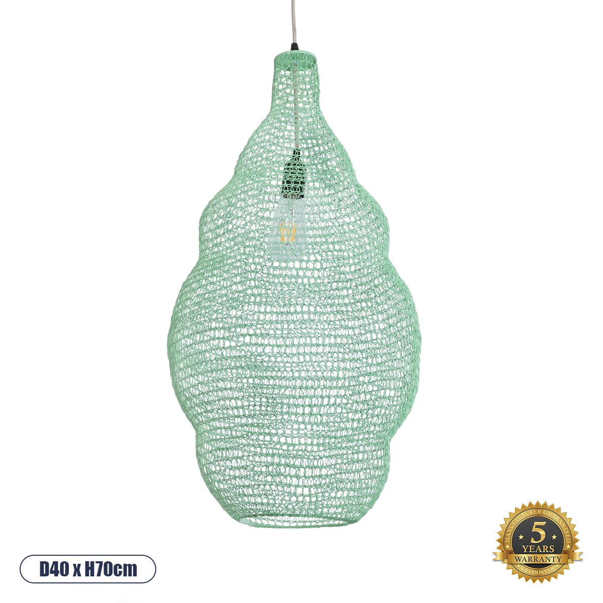 Φωτογραφία προϊόντος: GLOBOSTAR® KENTUCKY 01897 Vintage Κρεμαστό Φωτιστικό Οροφής με Ντουί 1 x E27 AC 220-240V IP20 - Τιρκουάζ - Μ40 x Π40 x Υ70cm