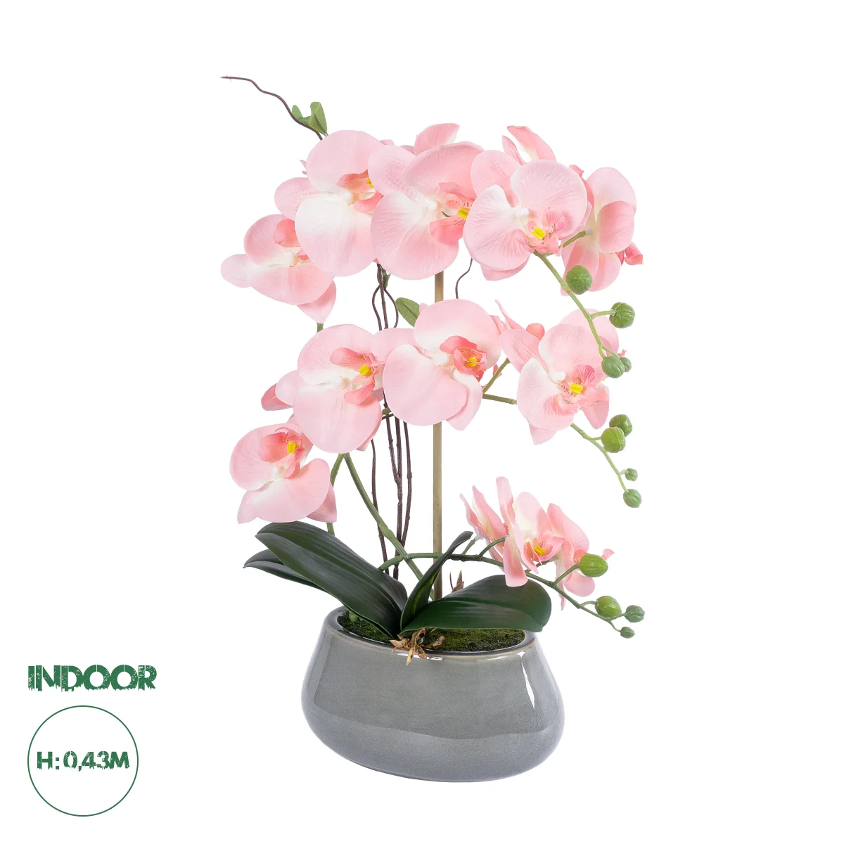 Φωτογραφία προϊόντος: GloboStar® Artificial Garden SALMON PINK ORCHID 21122 Διακοσμητικό Φυτό Ροζ-Πορτοκαλί Ορχιδέα Υ43cm