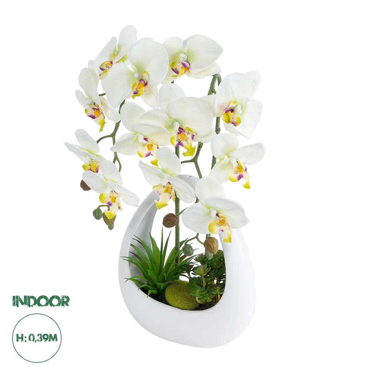 Φωτογραφία προϊόντος: GloboStar® Artificial Garden WHITE ORCHID 21128 Διακοσμητικό Φυτό Λευκή Ορχιδέα Υ39cm