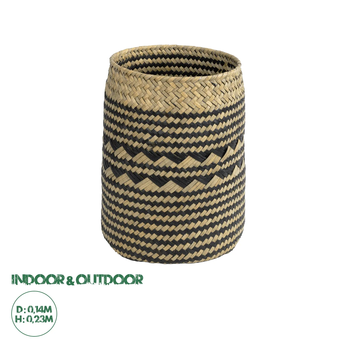 Φωτογραφία προϊόντος: GloboStar® Artificial Garden VERMONT 20586 Διακοσμητικό Πλεκτό Καλάθι - Κασπώ Γλάστρα - Flower Pot Καφέ με Μαύρο Φ14 x Υ23cm