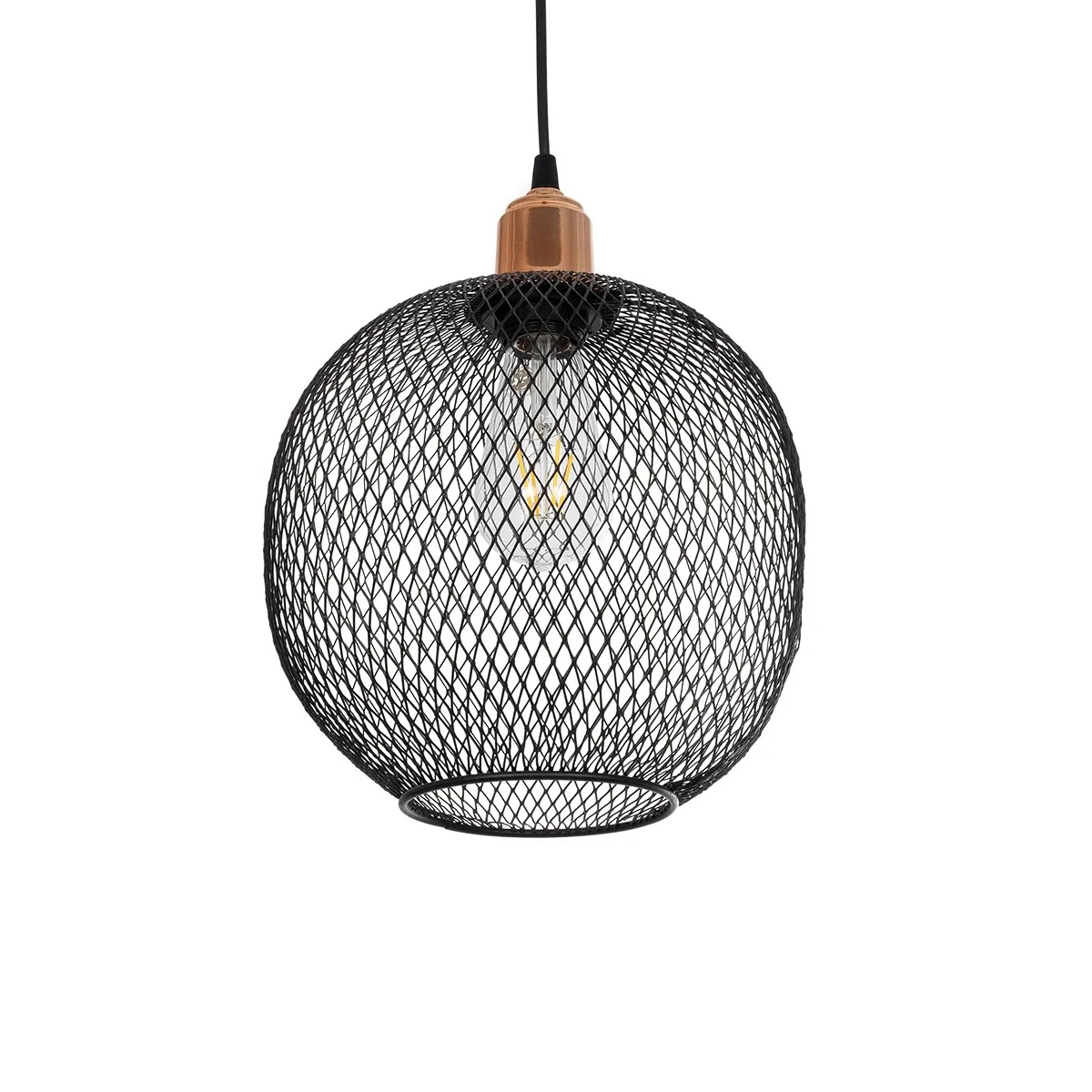 Φωτογραφία προϊόντος: GLOBOSTAR® WIRE 203-0004 Μοντέρνο Κρεμαστό Φωτιστικό Οροφής με Ντουί 1 x E27 AC 220-240V IP20 - Μαύρο & Χάλκινο - Μ25 x Π25 x Υ30cm