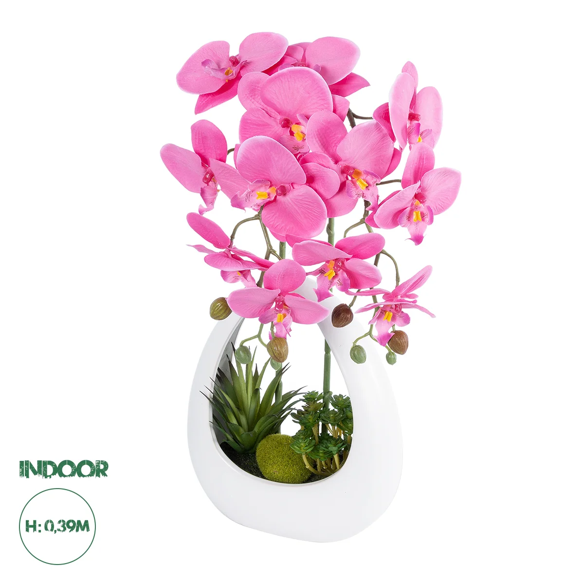 Φωτογραφία προϊόντος: GloboStar® Artificial Garden HOT PINK ORCHID 21127 Διακοσμητικό Φυτό Έντονο Ροζ Ορχιδέα Υ39cm