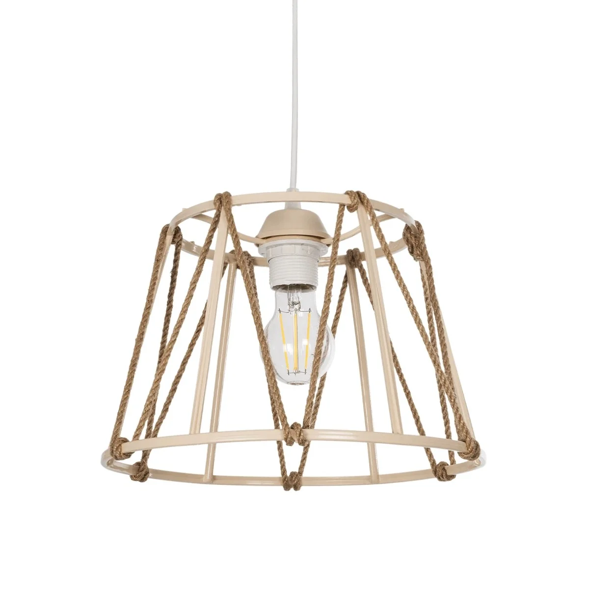 Φωτογραφία προϊόντος: GLOBOSTAR® JUTE 203-0092 Μοντέρνο Κρεμαστό Φωτιστικό Οροφής με Ντουί 1 x E27 AC 220-240V IP20 - Μπεζ - Μ30 x Π30 x Υ23cm