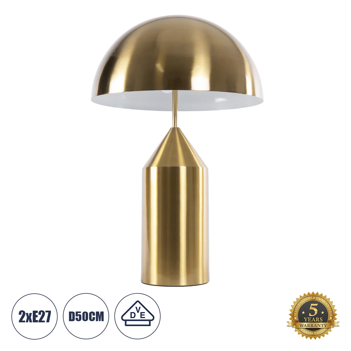 Φωτογραφία προϊόντος: GLOBOSTAR® URANUS-L 61459 Μοντέρνο Επιτραπέζιο Φωτιστικό Πορτατίφ με Ντουί 2 x E27 AC 220-240V IP20 - Χρυσό - Μ50 x Π50 x Υ77cm