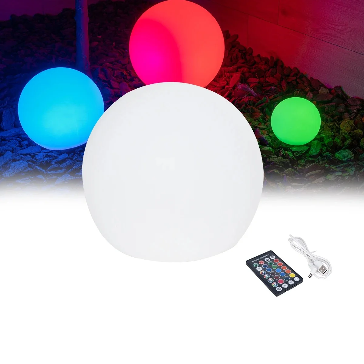 Φωτογραφία προϊόντος: GloboStar® GARDENGLOW 85360 Μοντέρνο Φωτιστικό Κήπου Μπάλα LED Globe 5W Φ10 Επαναφορτιζόμενο Μπαταρίας με Καλώδιο USB - Φορτιστή και Ασύρματο Χειριστήριο IR Αδιάβροχο IP54 Πολύχρωμ