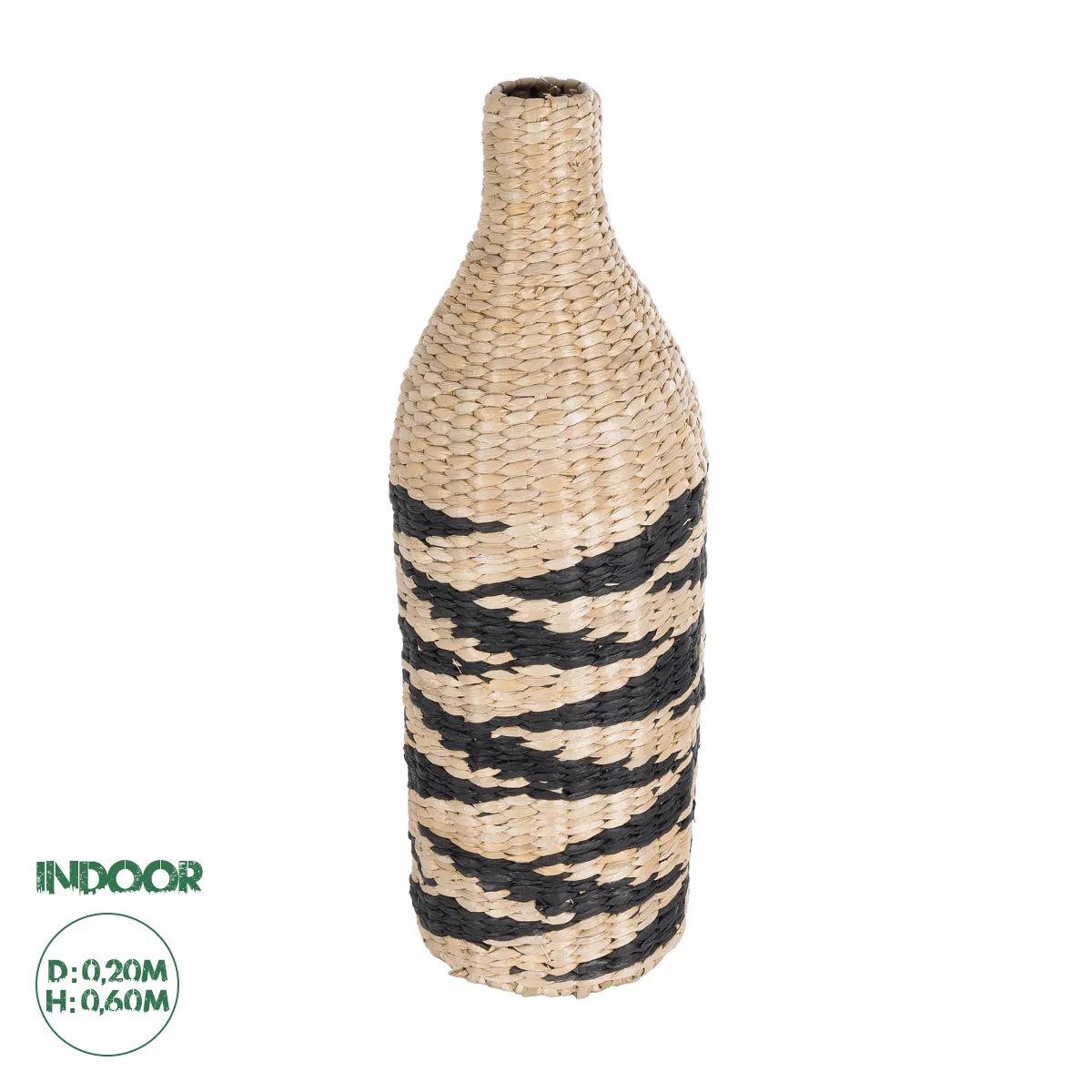 Φωτογραφία προϊόντος: GloboStar® Artificial Garden AQABA 21243 Διακοσμητικό Πλεκτό Καλάθι - Κασπώ Γλάστρα - Flower Pot Μπεζ με Μαύρο Φ20cm x Υ60cm