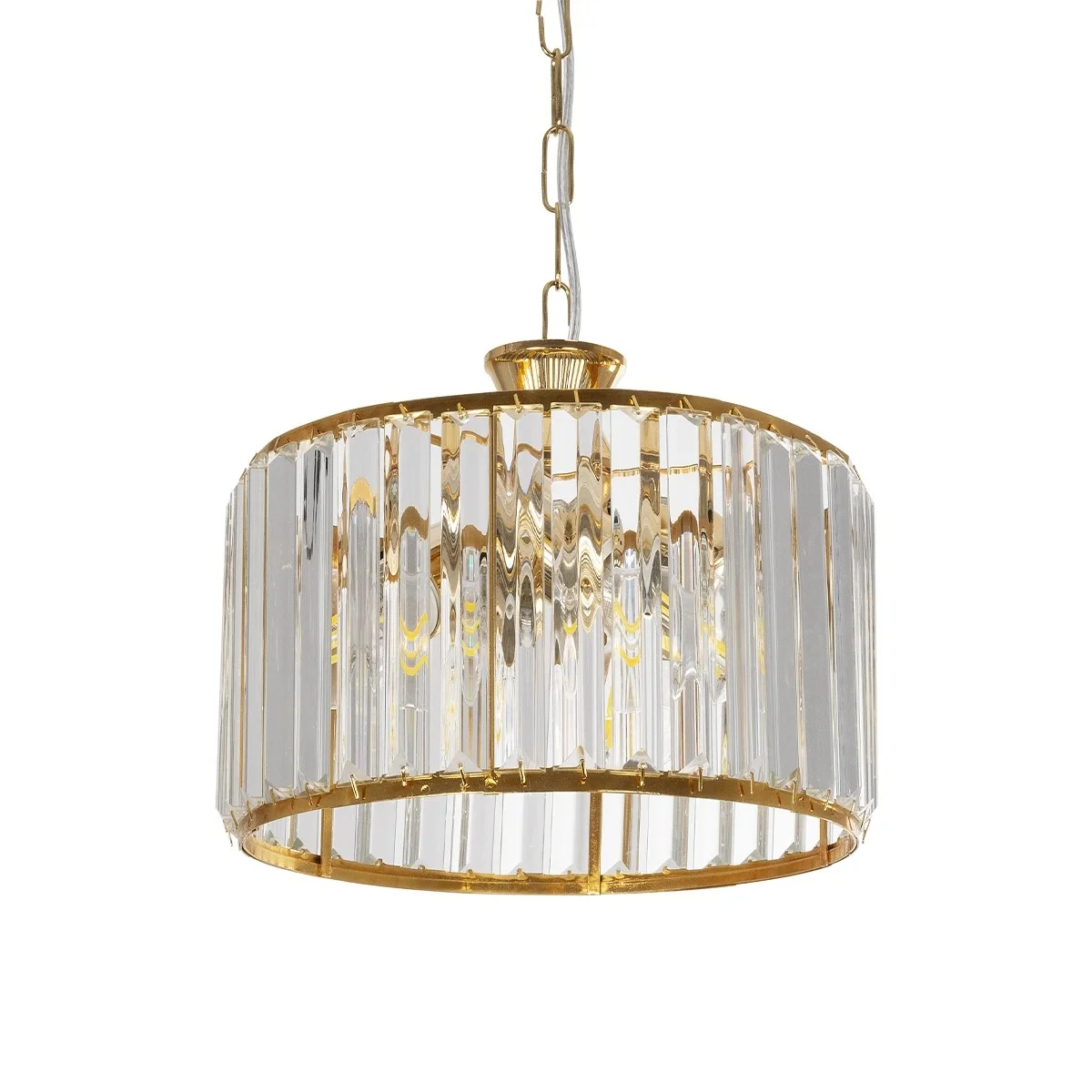 Φωτογραφία προϊόντος: GLOBOSTAR® GLAMOROUS 203-0094 Κλασικό Κρεμαστό Φωτιστικό Οροφής με Ντουί 3 x E27 AC 220-240V IP20 - Χρυσό & Διάφανο - Μ28 x Π28 x Υ21.5cm