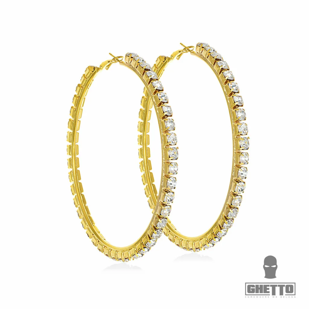 Φωτογραφία προϊόντος: Ghetto Big Hoop Stainless Steel Earrings Diamond Gold