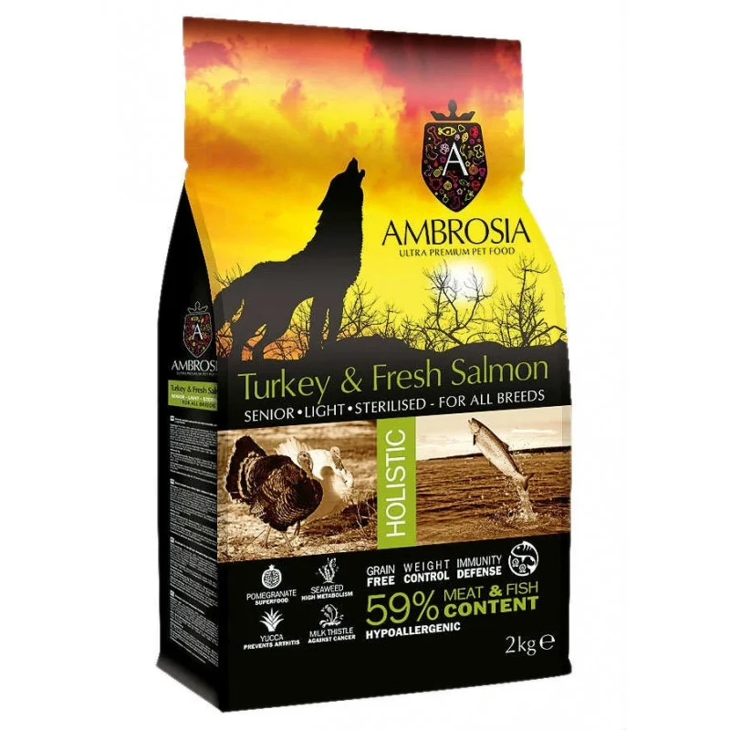 Φωτογραφία προϊόντος: AMBROSIA GRAIN-FREE DOG SENIOR - LIGHT - STERILIZED FRESH TURKEY + SALMON 2KG