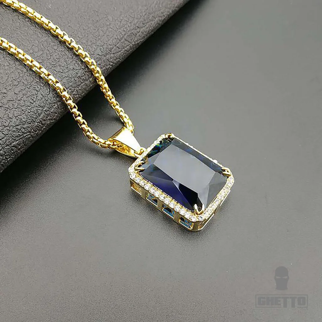 Φωτογραφία προϊόντος: Ghetto Pendant Stainless Steel Gemstone Necklace Blue
