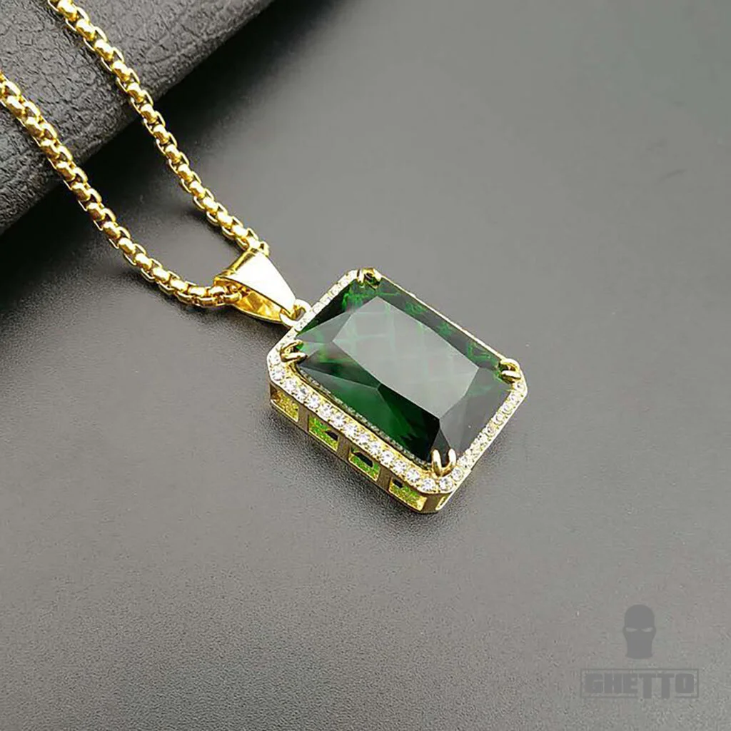 Φωτογραφία προϊόντος: Ghetto Pendant Stainless Steel Gemstone Necklace Green