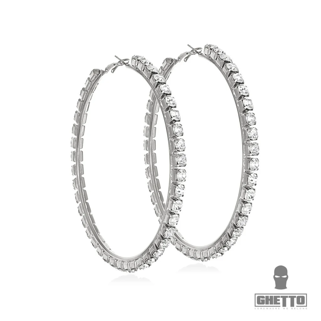 Φωτογραφία προϊόντος: Ghetto Big Hoop Stainless Steel Earrings Diamond Silver