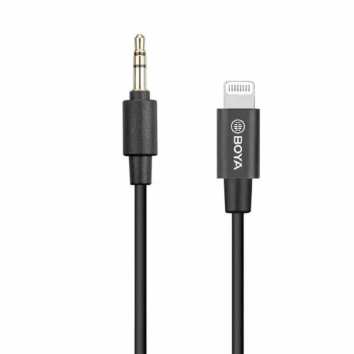 Φωτογραφία προϊόντος: BOYA Adapter cable BY-K1, 3.5mm Male TRRS to Male Lightning (20cm) Black EU