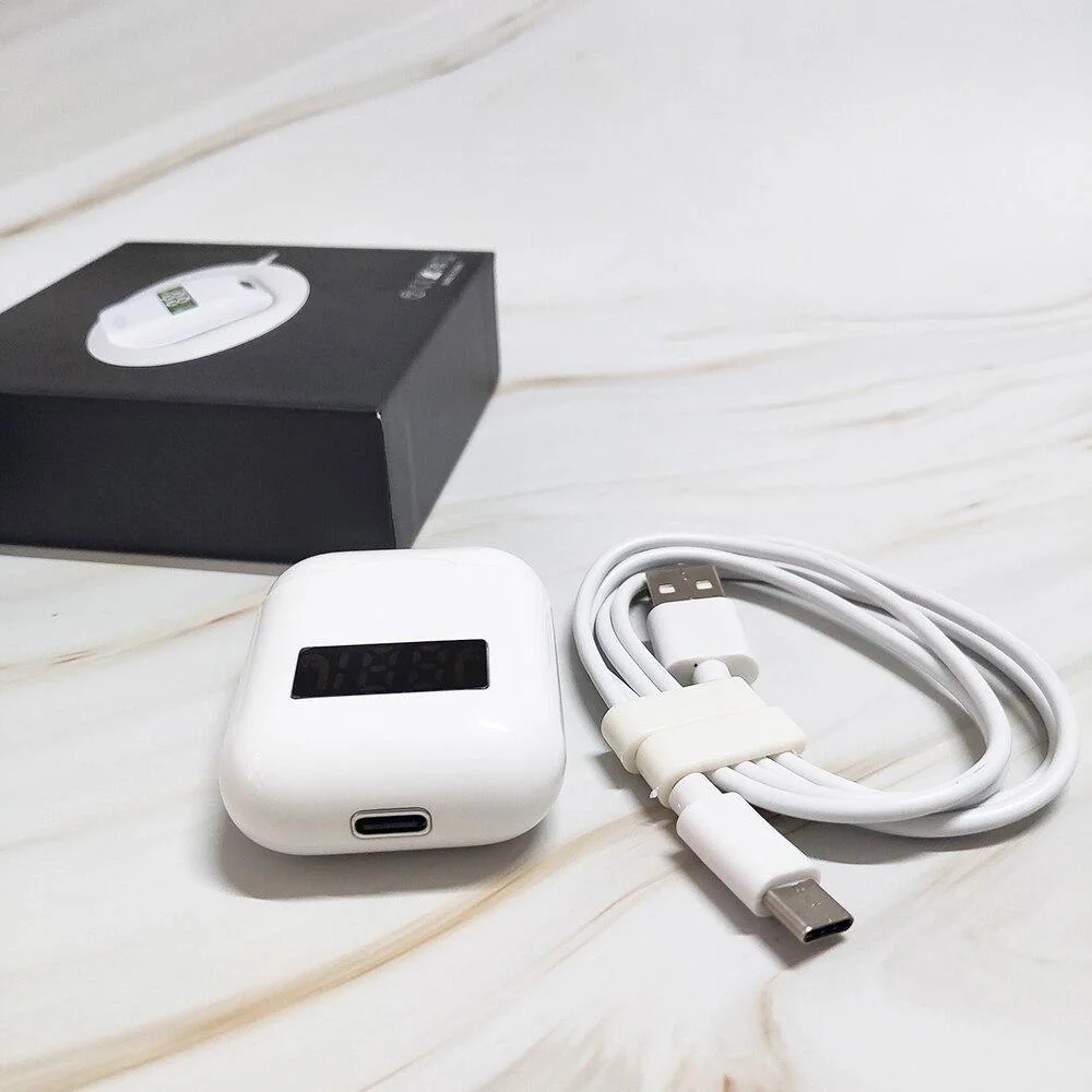 Φωτογραφία προϊόντος: Ασύρματα Ακουστικά Bluetooth με ψηφιακή θήκη φόρτισης(Λευκό)