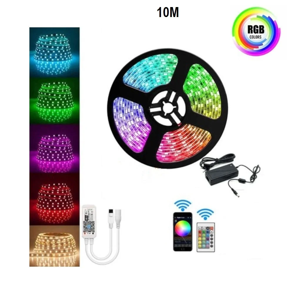 Φωτογραφία προϊόντος: Αυτοκόλλητη Ταινία LED RGB 10 μέτρων με τηλεχειρισμό και εφαρμογή IOS/Android