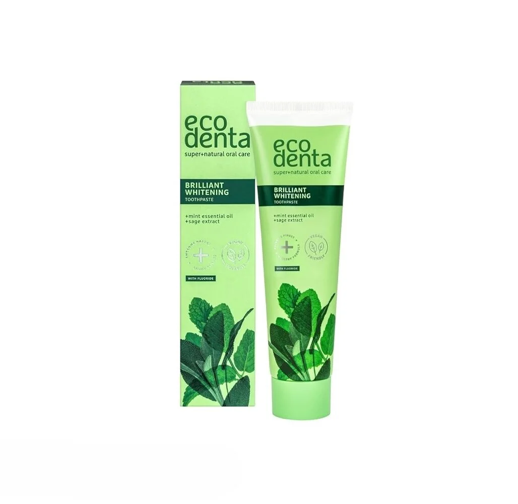 Φωτογραφία προϊόντος: OEM Ecodenta Brilliant Whitening Toothpaste Λευκαντική οδοντόκρεμα με έλαιο μέντας και εκχύλισμα φασκόμηλου για φυσική λεύκανση των δοντιών