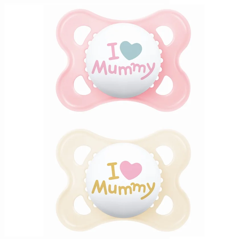 Φωτογραφία προϊόντος: Πιπίλα Mam Ι Love Mummy Σιλικόνης 2-6m 2τμχ 115SG1c ροζ εκρού