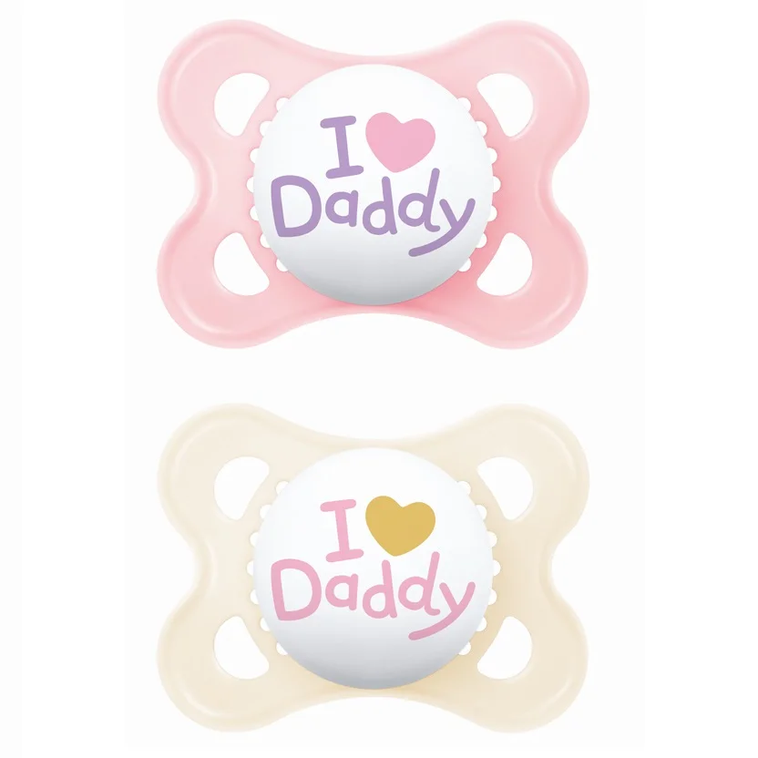 Φωτογραφία προϊόντος: Πιπίλα Mam Ι Love Daddy Σιλικόνης 2-6m 2τμχ 115SG2c ροζ εκρού