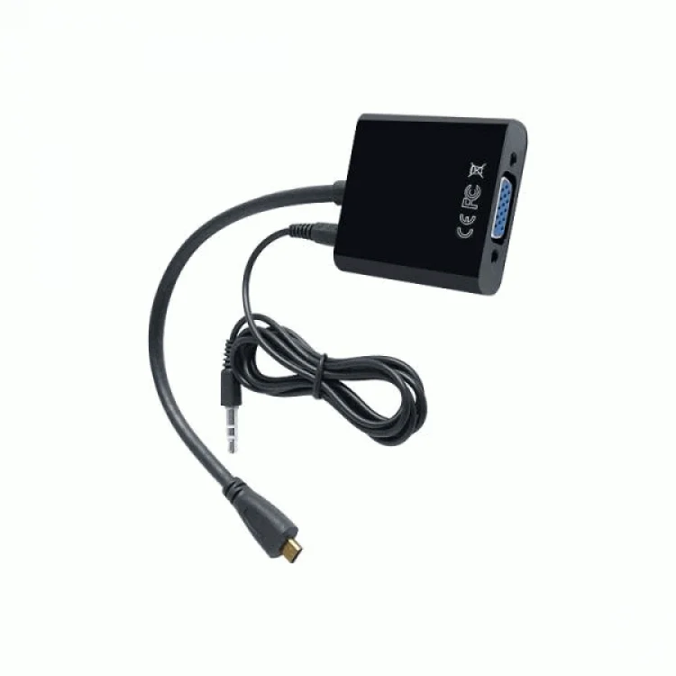 Φωτογραφία προϊόντος: Adapter Micro HDMI 1.4V (M) σε VGA DB15 (F) +Audio (for use with Raspberry Pi 4)