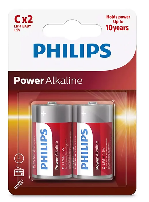 Φωτογραφία προϊόντος: PHILIPS Power αλκαλικές μπαταρίες LR14P2B/05, Baby C LR14 1.5V, 2τμχ