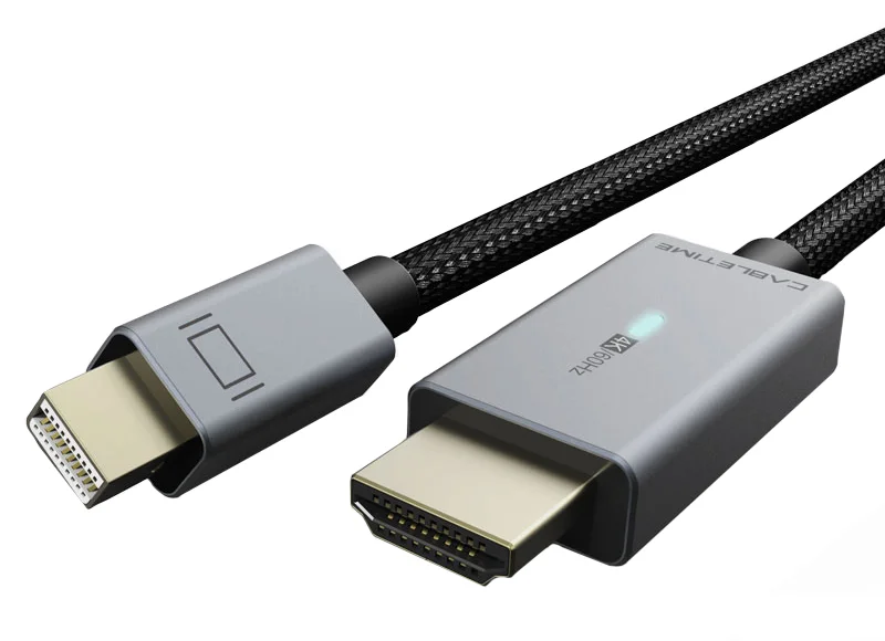 Φωτογραφία προϊόντος: CABLETIME καλώδιο Mini DisplayPort σε HDMI AV588, με LED 4K, 1.8m, μαύρο