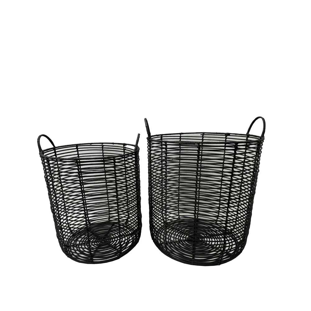 Φωτογραφία προϊόντος: ONYX ΚΑΛΑΘΙ SET 2ΤΜΧ 40x40x51cm RATTAN ΦΥΣΙΚΟ ΜΑΥΡΟ