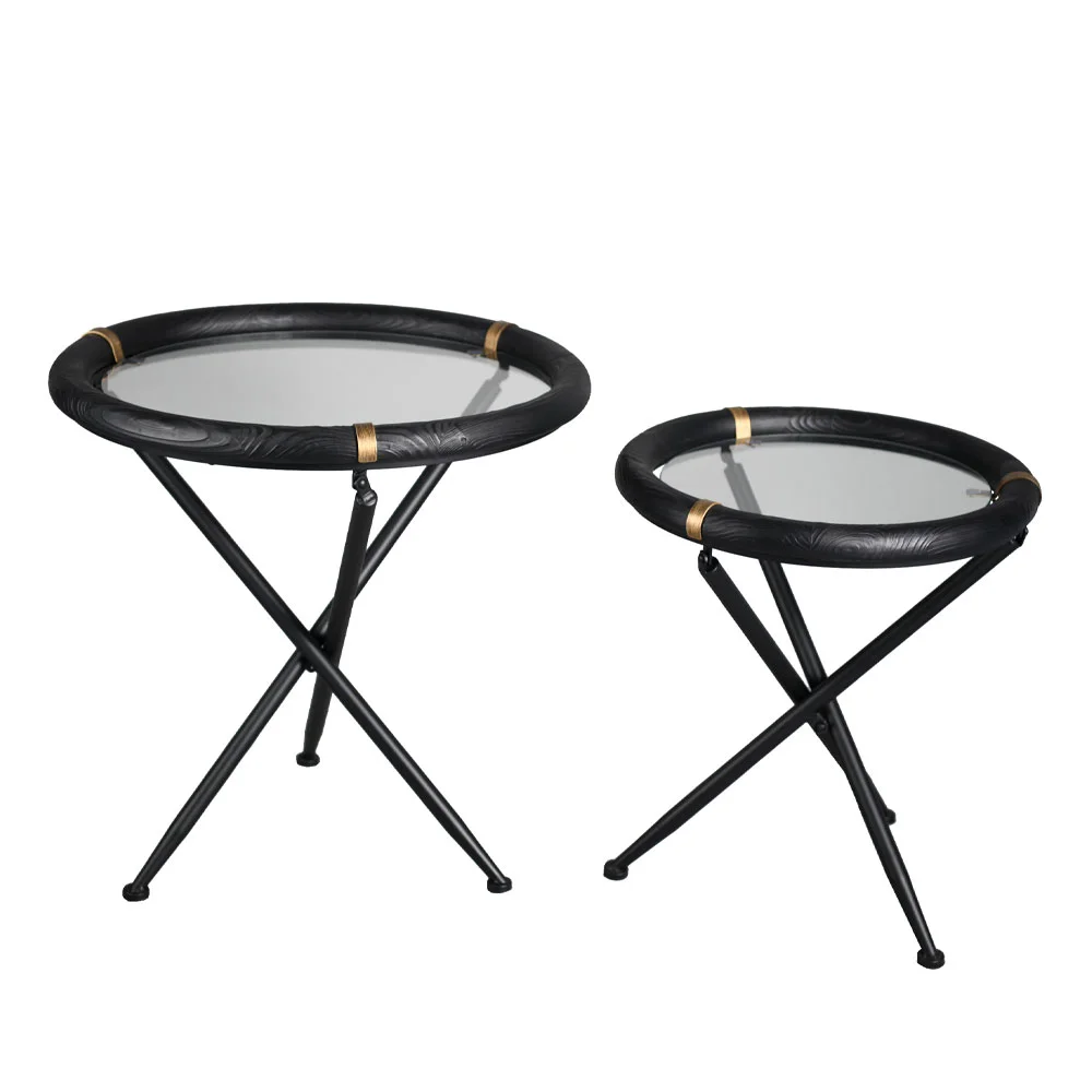 Φωτογραφία προϊόντος: COLOMBO SIDE TABLE SET 2ΤΕΜ ΜΑΥΡΟ ΧΡΥΣΟ 64x64x64cm