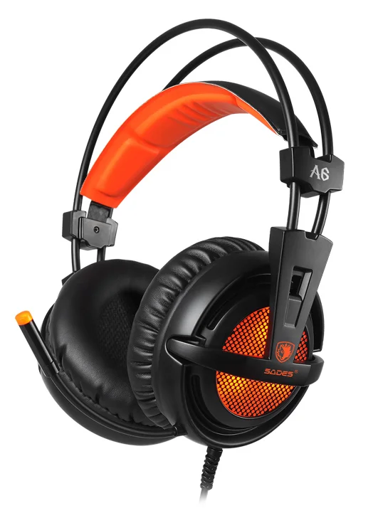 Φωτογραφία προϊόντος: SADES Gaming Headset A6, multiplatform, USB, LED, μαύρα