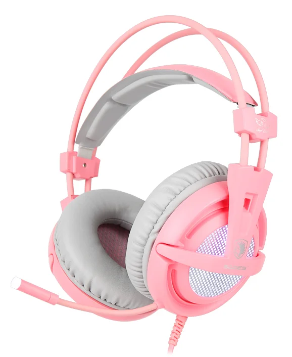 Φωτογραφία προϊόντος: SADES Gaming Headset A6, multiplatform, USB, LED, ροζ