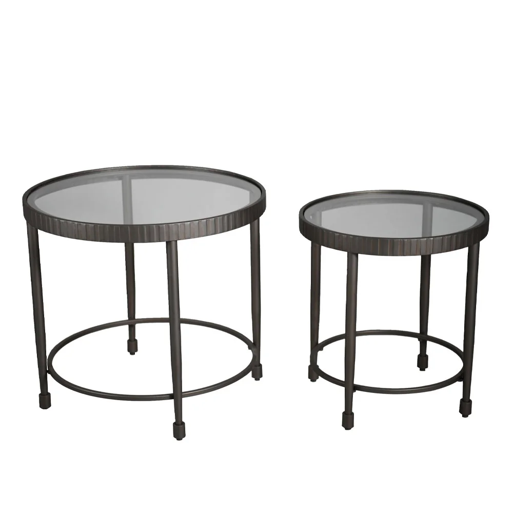 Φωτογραφία προϊόντος: GRANAZ SIDE TABLE SET 2ΤΕΜ GUNMETAL 65x65x60cm