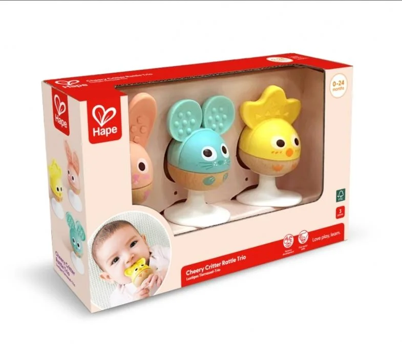 Φωτογραφία προϊόντος: Hape Early Explorer Ξύλινη Κουδουνίστρα Ζωάκια Cheery Critter Rattle