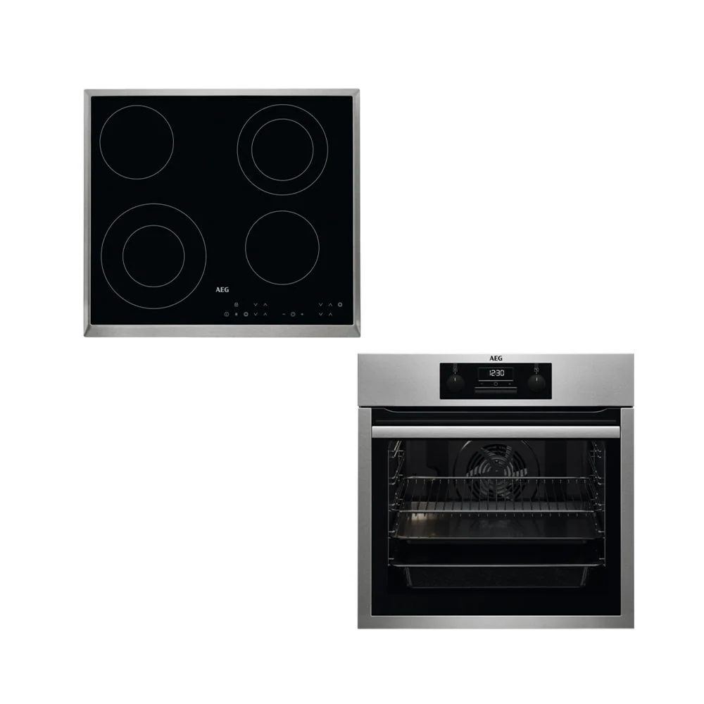 Φωτογραφία προϊόντος: AEG BES33111XM (Φούρνος) + HK634021XB (Εστία) Εντοιχιζόμενο Set Άνω Πάγκου Inox