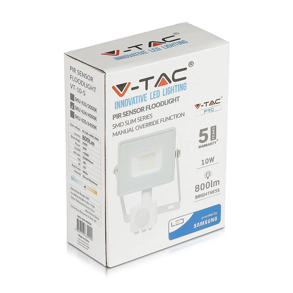 Φωτογραφία προϊόντος: V-TAC LED Προβολέας SENSOR SAMSUNG Λευκός 10W 4000K
