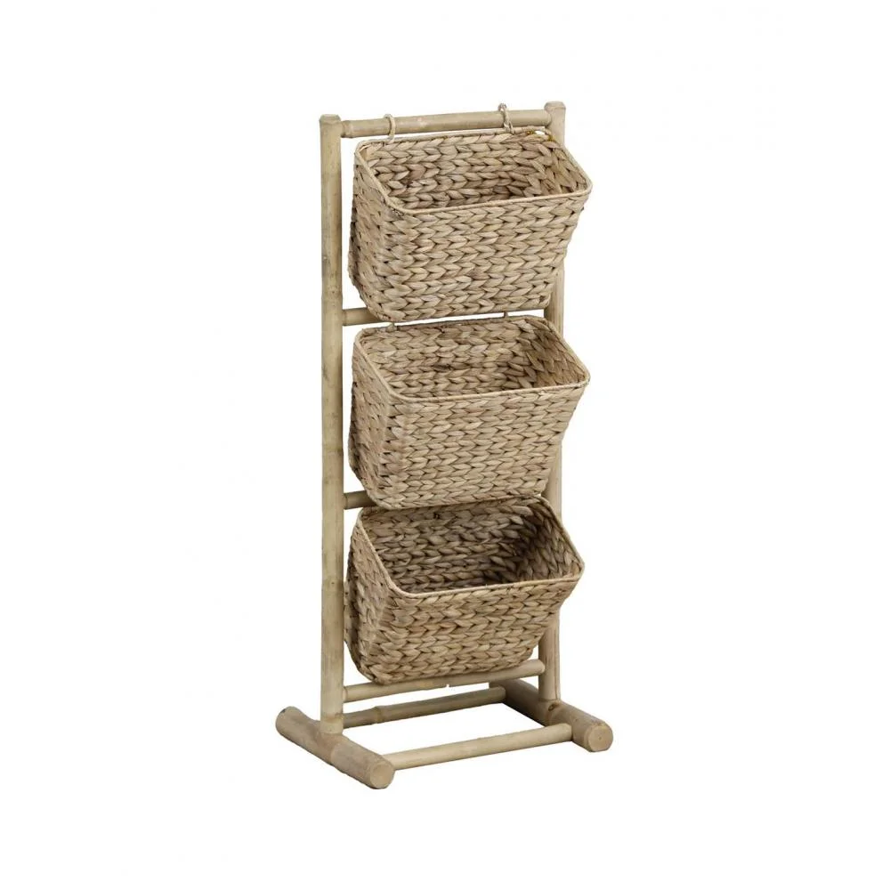 Φωτογραφία προϊόντος: Plastona Ραφιέρα bamboo/3καλάθια υδροϋάκυνθου 41 x 41 H93 cm