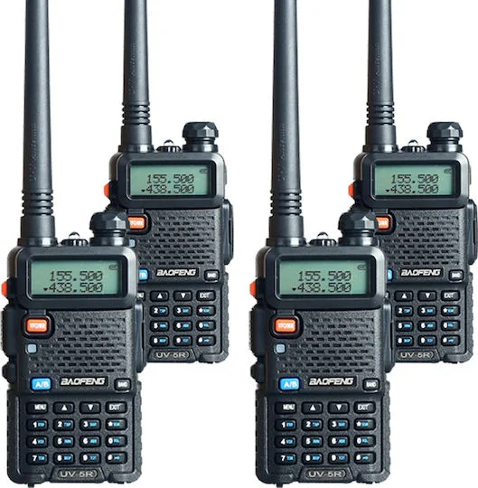 Φωτογραφία προϊόντος: Baofeng UV-5R Ασύρματος Πομποδέκτης UHF/VHF 8W με Μονόχρωμη Οθόνη Σετ 4τμχ