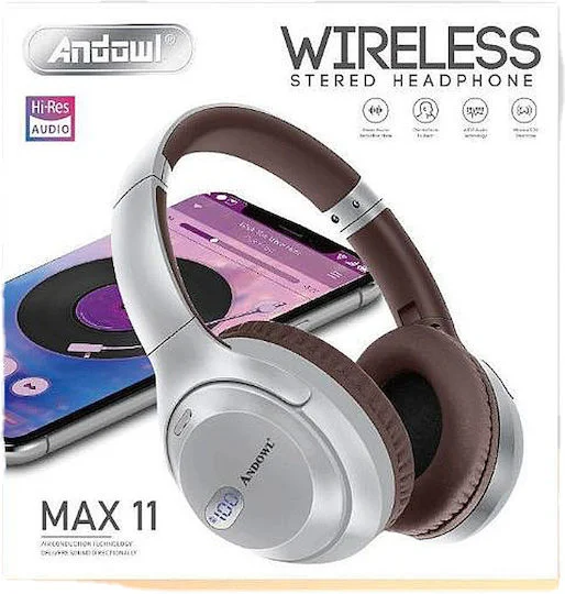 Φωτογραφία προϊόντος: Andowl Q-MAX11 Ασύρματα Bluetooth On Ear Ακουστικά με 8 ώρες Λειτουργίας Ασημί 52587018