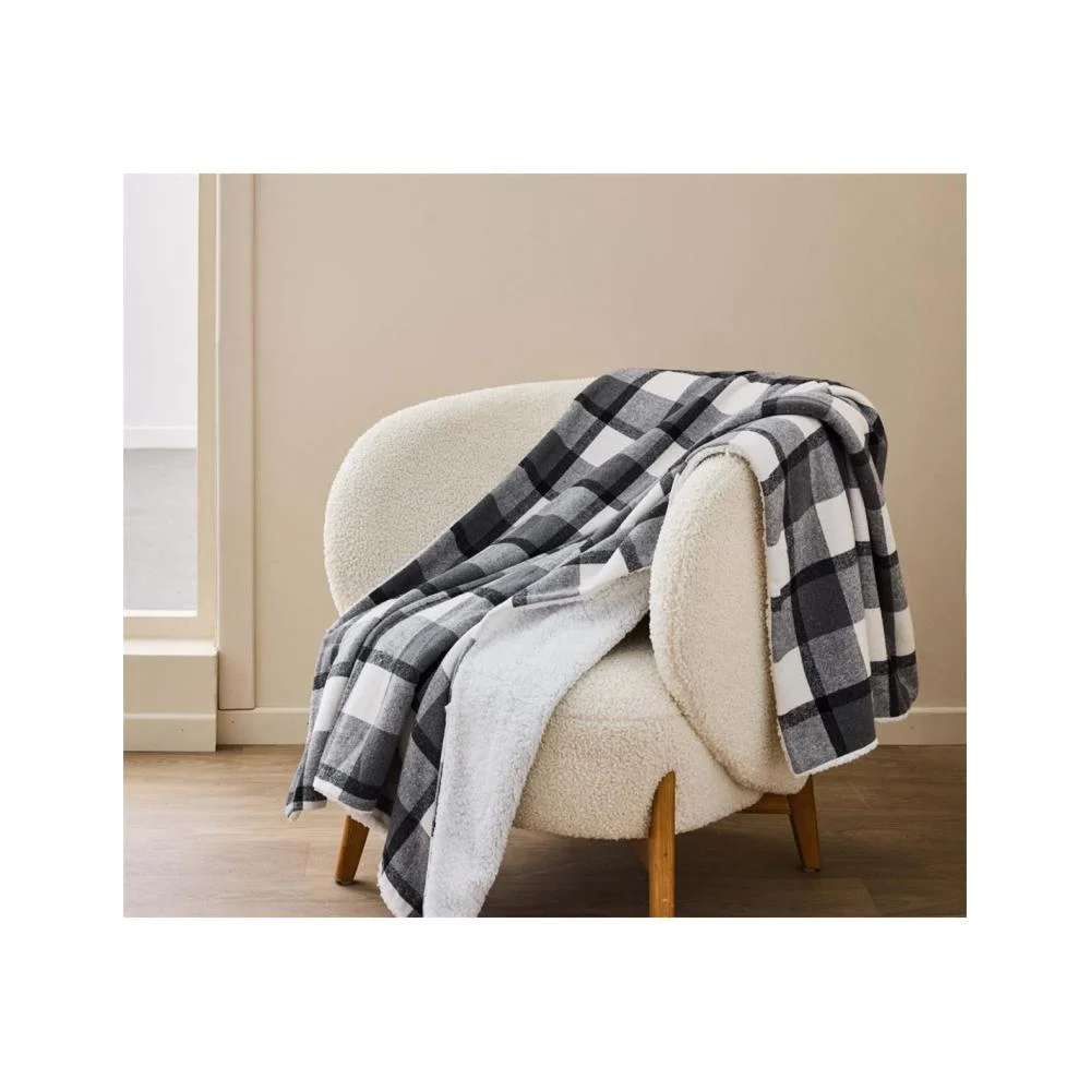 Φωτογραφία προϊόντος: Plastona Ριχτάρι καρό tartan/sherpa ανθρακί 125x150cm