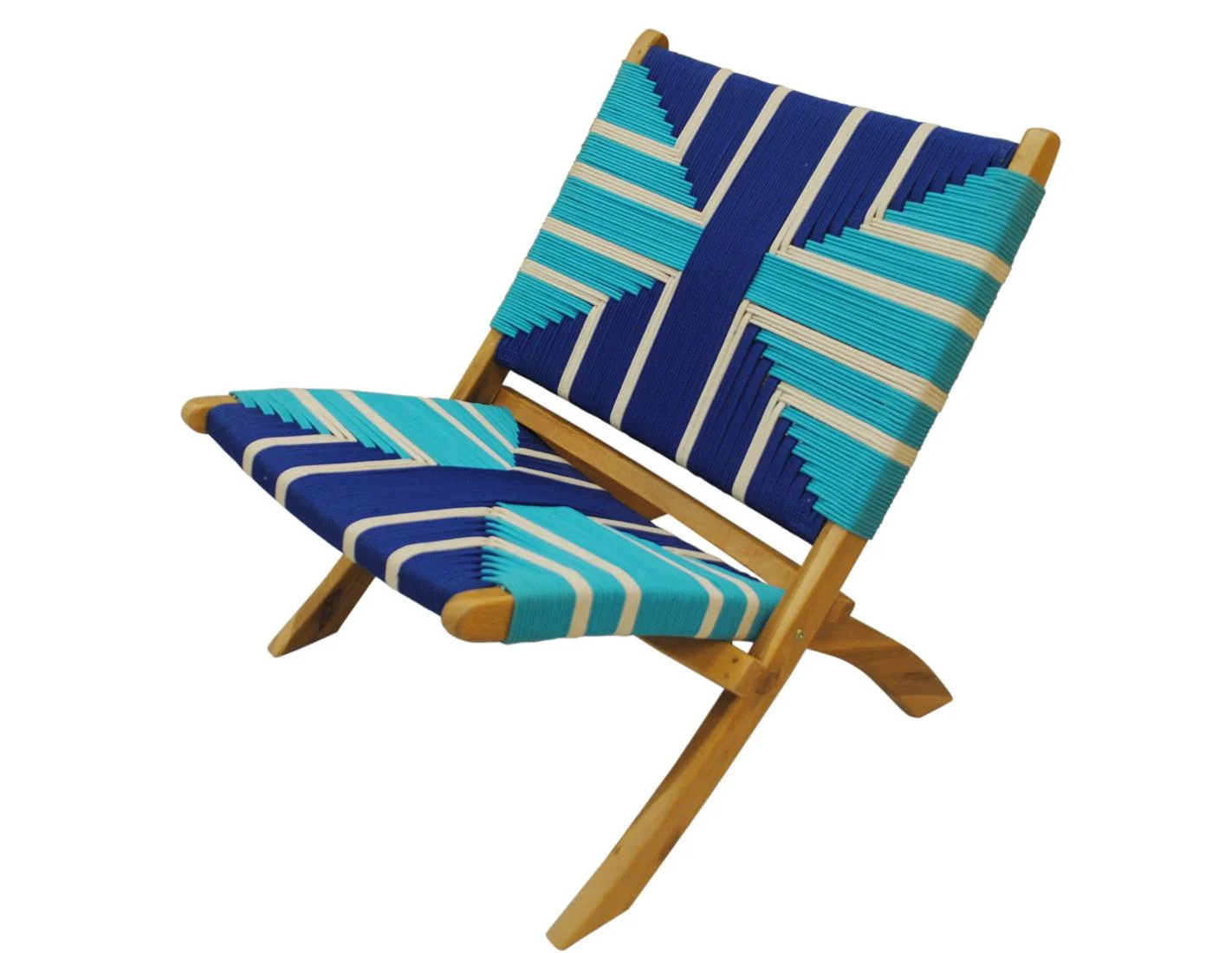 Φωτογραφία προϊόντος: Plastona Πολυθρόνα Teak wood/μπλε πλέξη 60x80x73cm