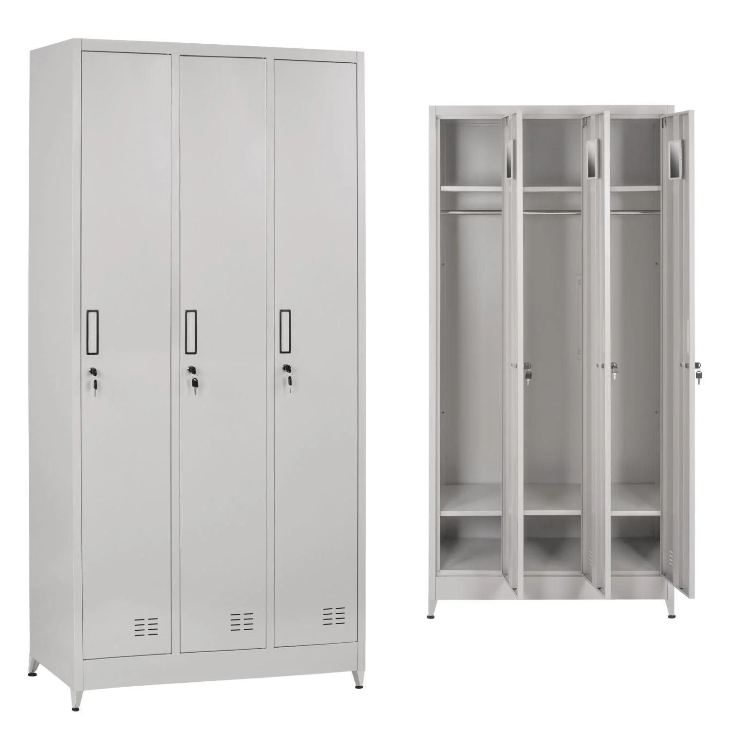 Φωτογραφία προϊόντος: FreeBox ΜΕΤΑΛΛΙΚΟΣ ΤΡΙΠΛΟΣ ΦΟΡΙΑΜΟΣ ΜΕ ΚΛΕΙΔΑΡΙΕΣ & ΠΟΔΙΑ FB921103 ΓΚΡΙ 90x45x195Υεκ.