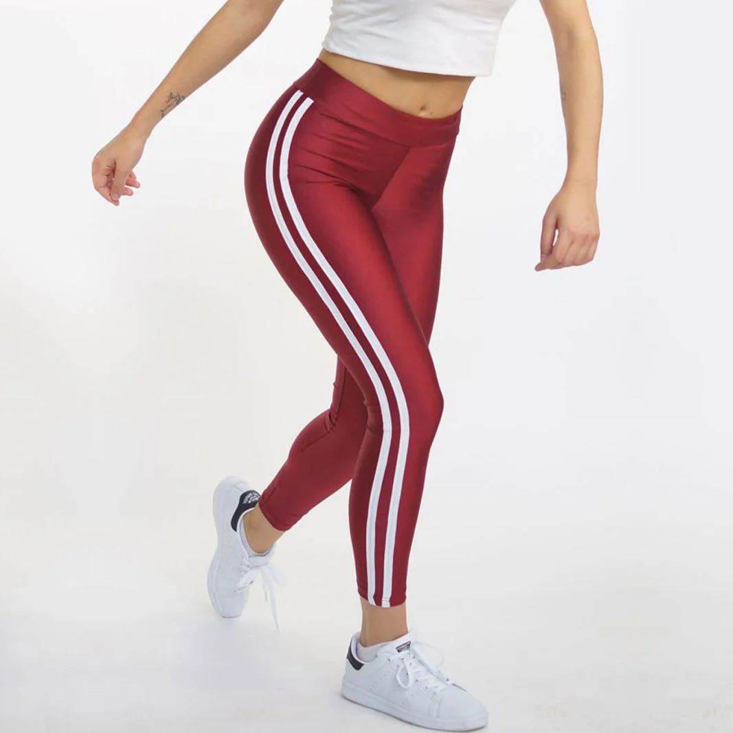 Φωτογραφία προϊόντος: LUCKYJOJO Bordeaux Leggings with Double White Stripe by Lucky Jojo