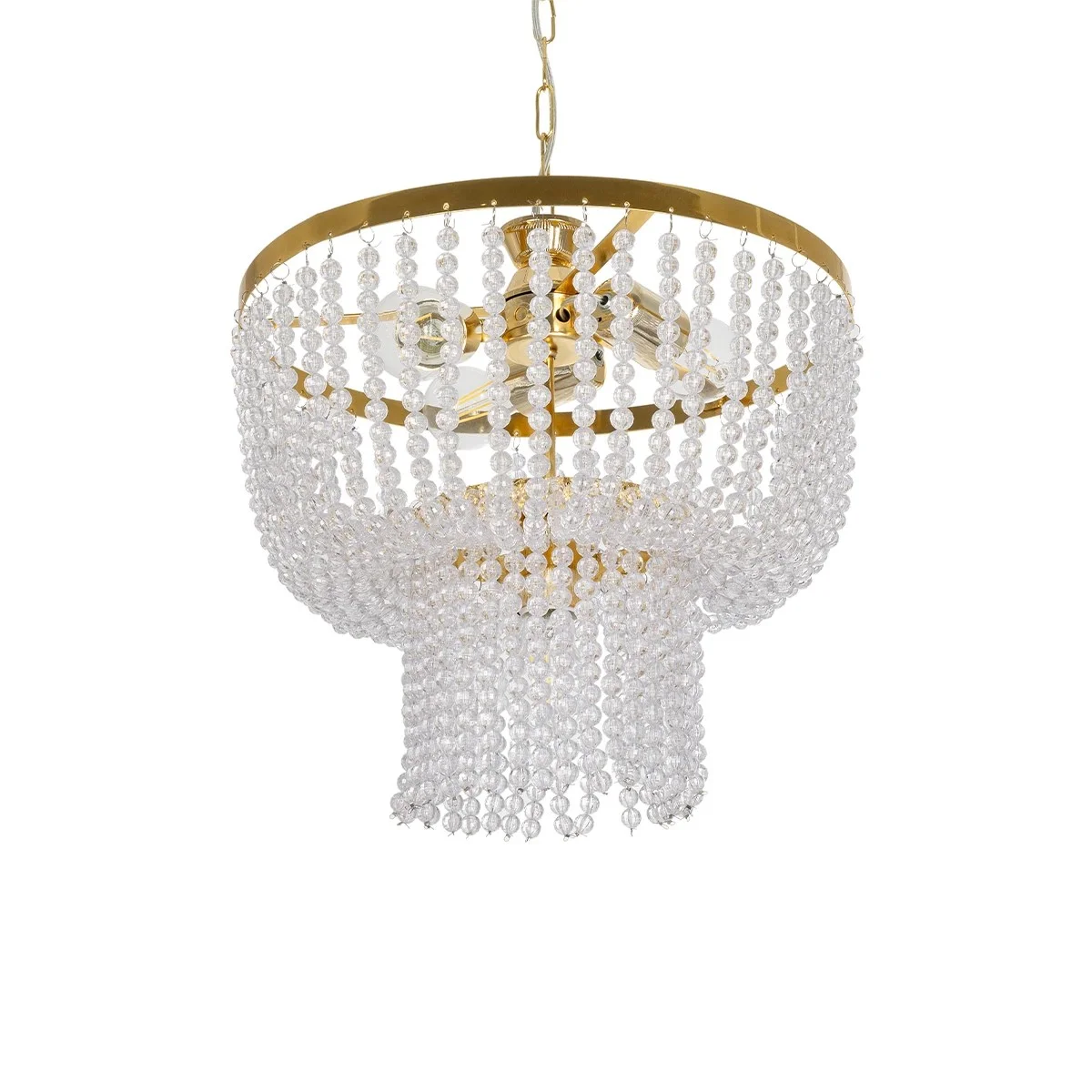 Φωτογραφία προϊόντος: GLOBOSTAR® CRYSTAL 203-0028 Κλασικό Κρεμαστό Φωτιστικό Οροφής με Ντουί 3 x E27 AC 220-240V IP20 - Χρυσό & Διάφανο - Μ41 x Π41 x Υ40cm
