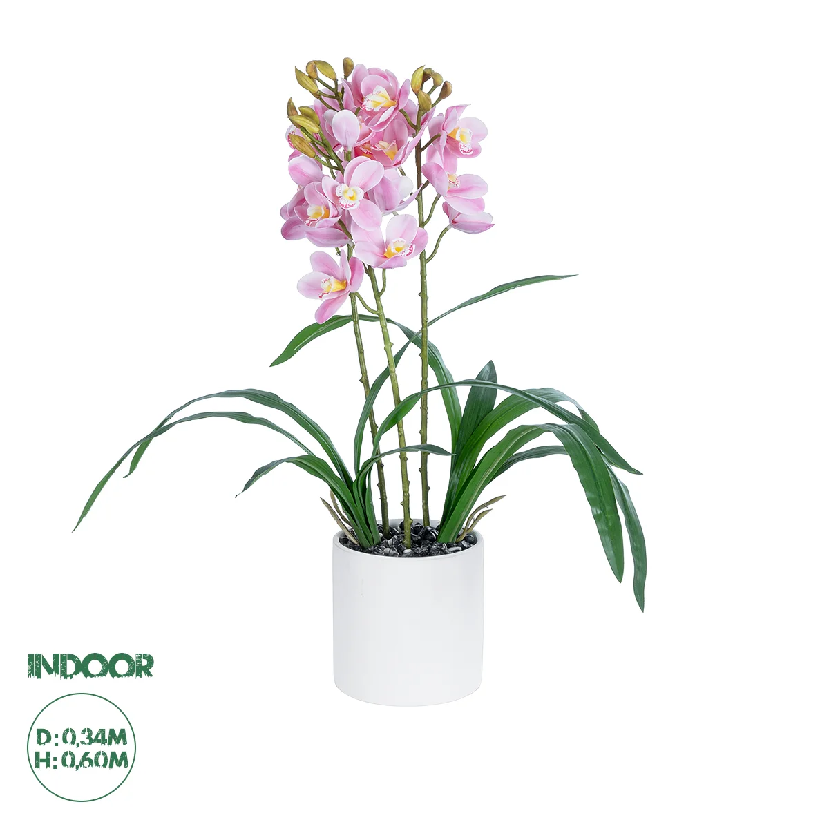 Φωτογραφία προϊόντος: GloboStar® Artificial Garden PALE PINK CHERRY CYMBIDIUM 21403 Διακοσμητικό Φυτό Ροζ Κυμβίδιο Υ60cm