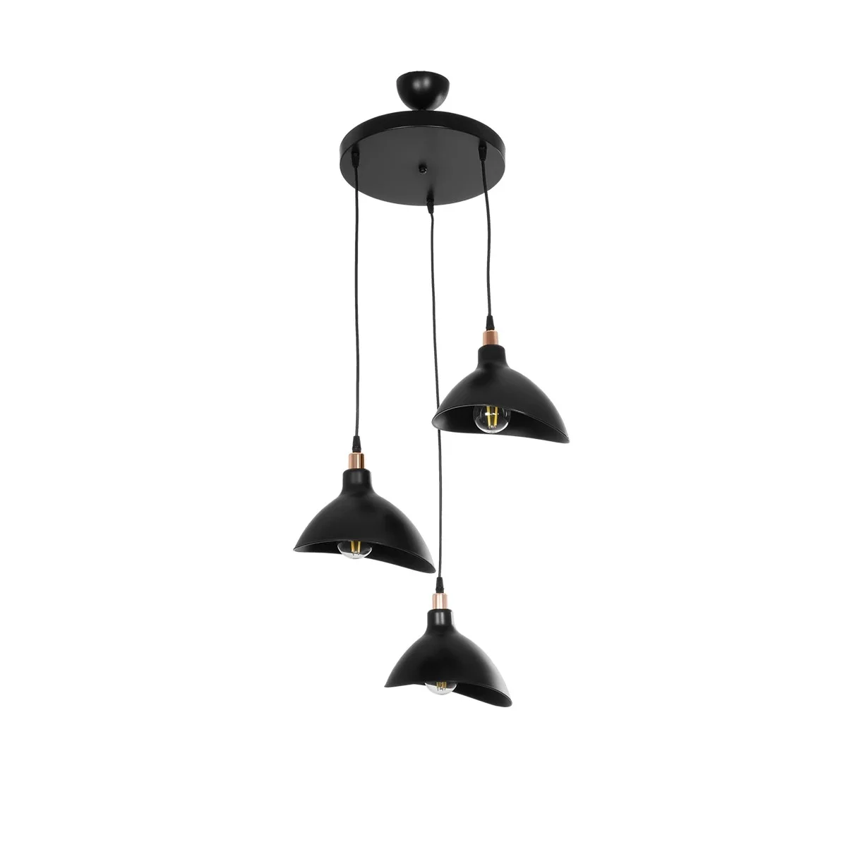 Φωτογραφία προϊόντος: GLOBOSTAR® RIVE 203-0144 Μοντέρνο Κρεμαστό Φωτιστικό Οροφής με Ντουί 3 x E27 AC 220-240V IP20 - Μάυρο & Χάλκινο - Μ40 x Π40 x Υ65cm