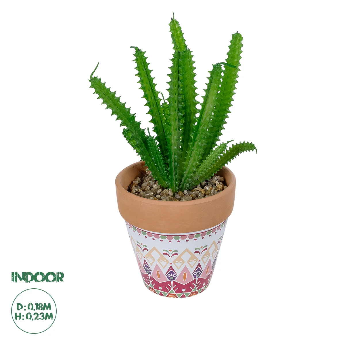 Φωτογραφία προϊόντος: GloboStar® Artificial Garden SUCCULENT EUPHORBIA POTTED PLANT 21052 Διακοσμητικό Φυτό Ευφορβία Φ18 x Υ23cm