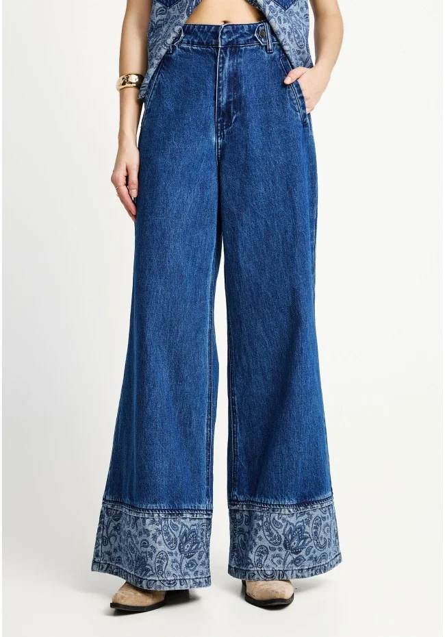 Φωτογραφία προϊόντος: FUNKY BUDDHA JEAN ΓΥΝΑΙΚΕΙΟ MD BLUE FBL013-165-02 WIDE LEG