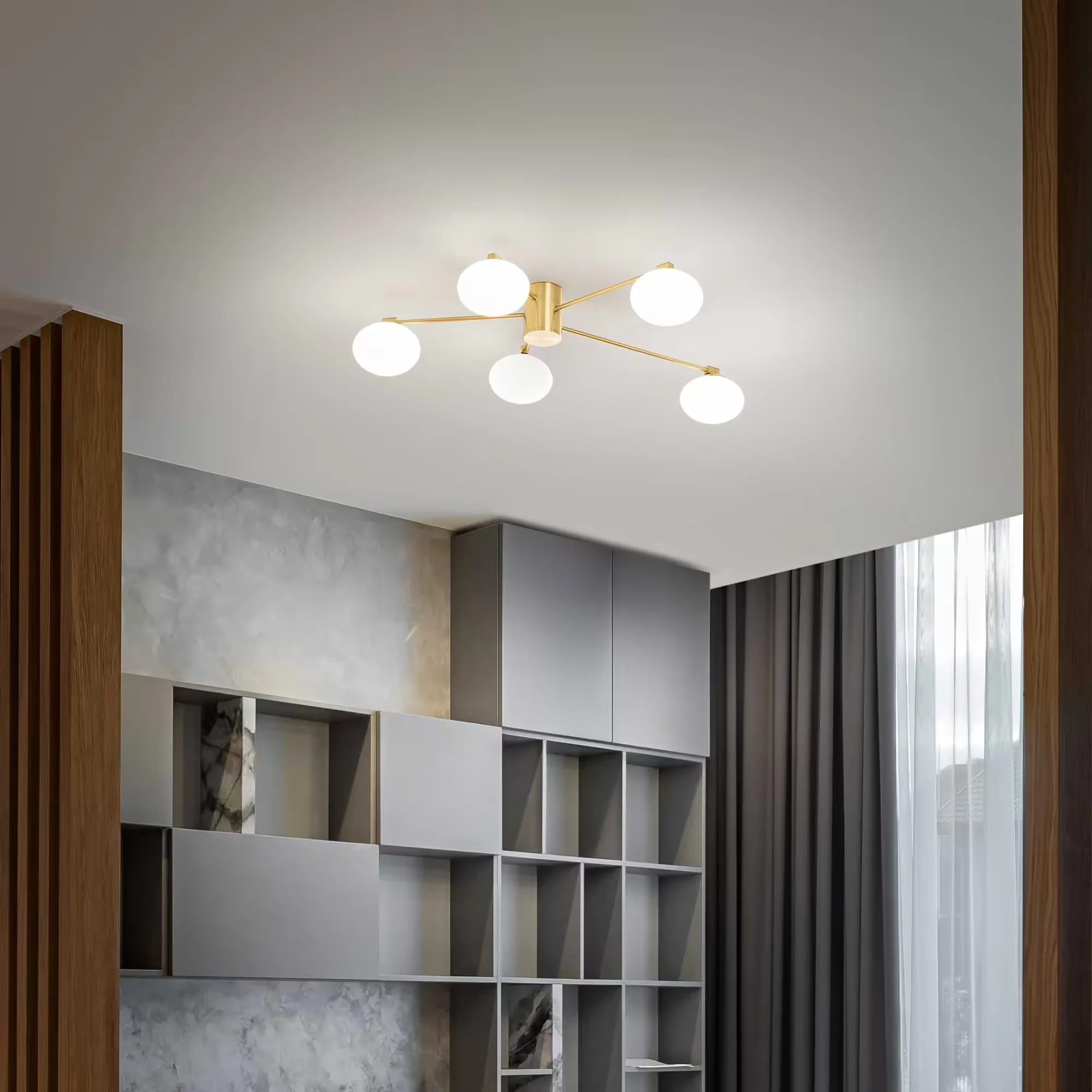 Φωτογραφία προϊόντος: Ideal lux Hermes pl d90 Φωτιστικό οροφής 5φωτο Χρυσό
